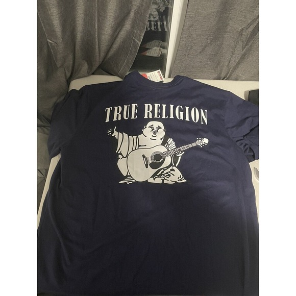 NWT Men's TRUE RELIGION BUDDHA Tee LOGO Ace Blue T Shirt Large(FREE SHIPPING) - Picture 4 of 4